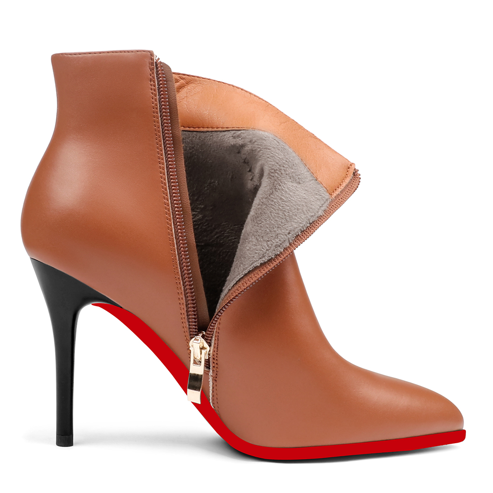 90mm Women's Ankle Boots Closed Pointed Toe Stilettos Red Bottoms Booties-vocosishoes