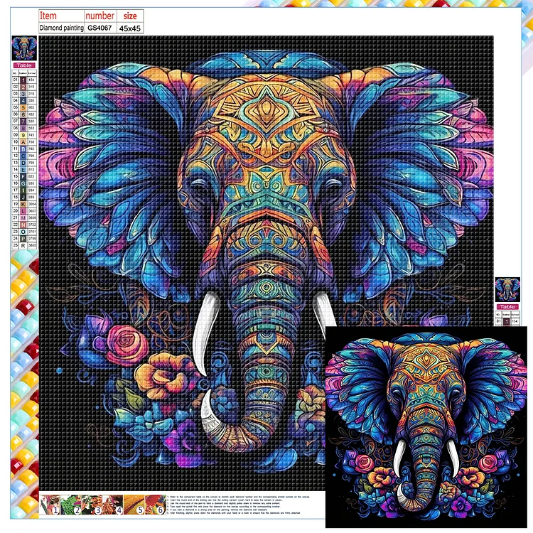 Full Square Diamond Painting - Color Elephant 45*45CM