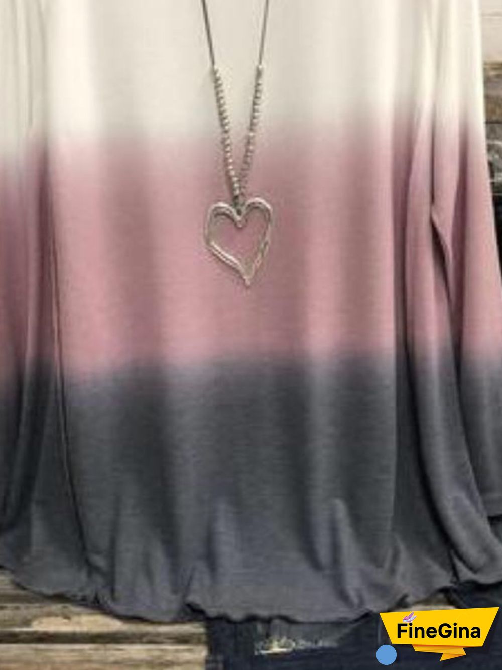 Multicolor Color-Block Long Sleeve Crew Neck Casual T-shirt