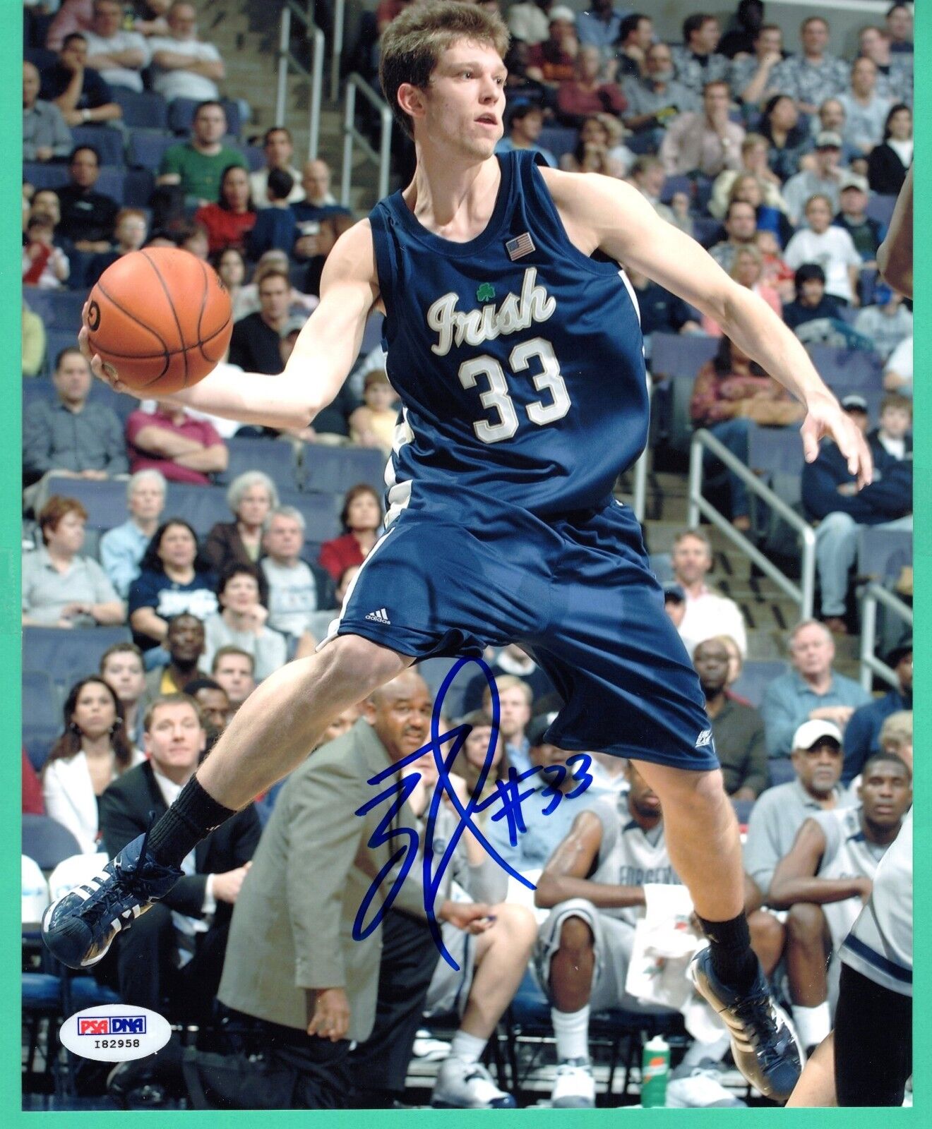 Zach Hillesland Basketball Notre Dame Hand Signed Autograph 8x10 Photo Poster painting PSA COA