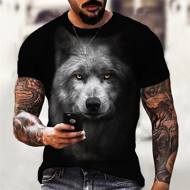 Men's Wolf Crew Neck T shirt 