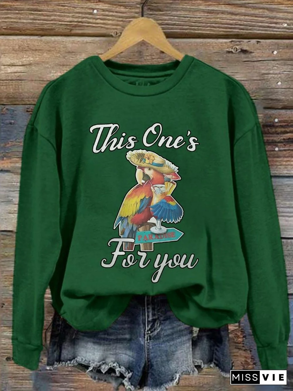 Women's This One's For You Tribute Jimmy Buffett Print Sweatshirt