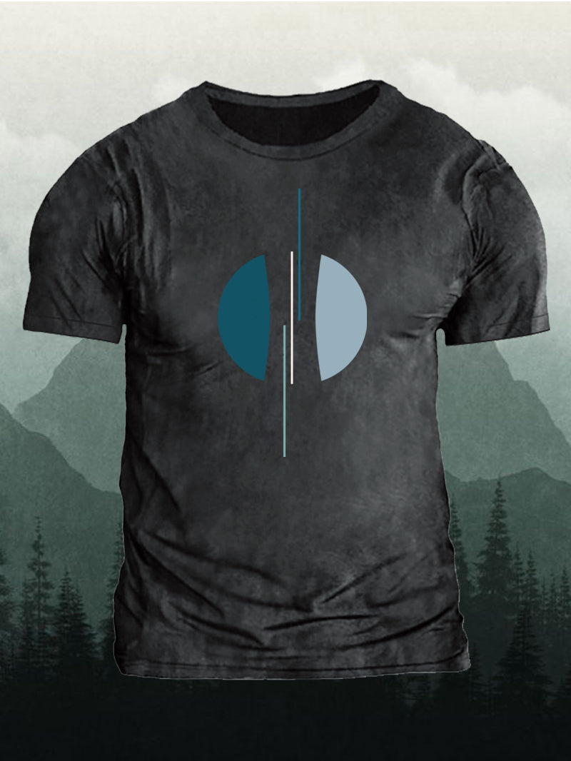 Men's Modern Geometric Half-Moon Short-Sleeved Shirt
