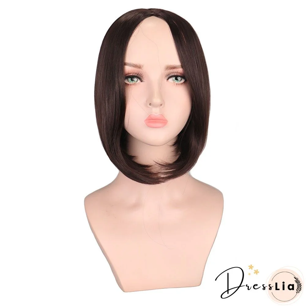 Chemical Fiber High Temperature Silk Women's Medium Split Short Straight Hair