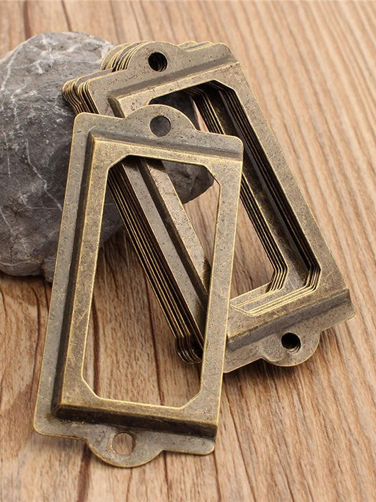 

12Pcs Antique Brass Metal Label Pull Frame Handle File Name Card Holder, 501 Original