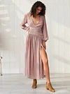 Solid Split-side V-neck Maxi Dress