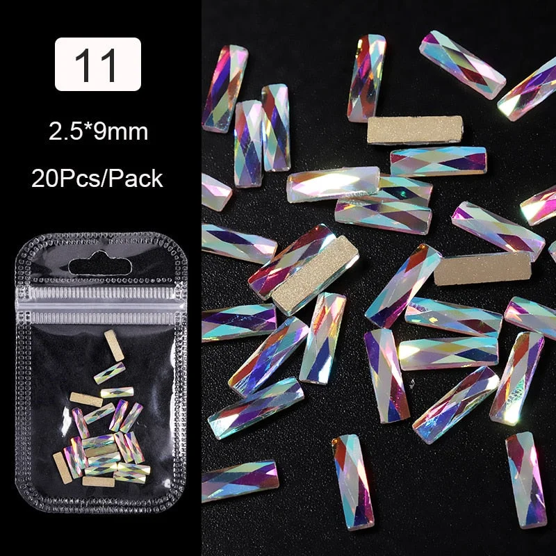 Crystals Clear AB Glass Rhinestone Stones Solid Flat Back Nail Ornaments Colorful Granular Three-Dimensional Nail Art Decoration-Nail Inspo