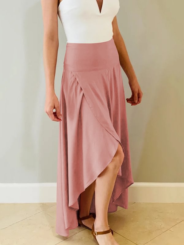 Original Solid Color Falbala Asymmetric Irregularity Shorts