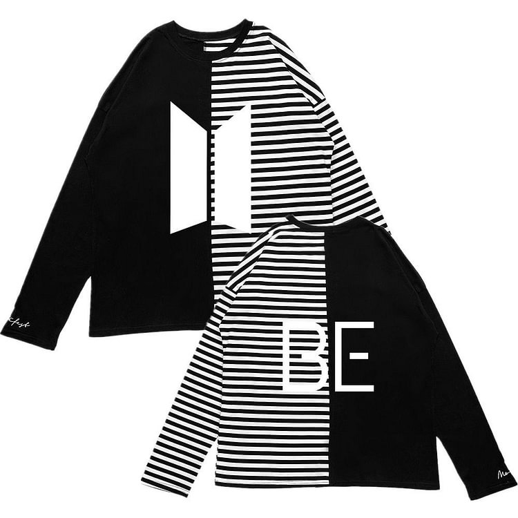 방탄소년단 BE Patchwork Striped Sweatshirt