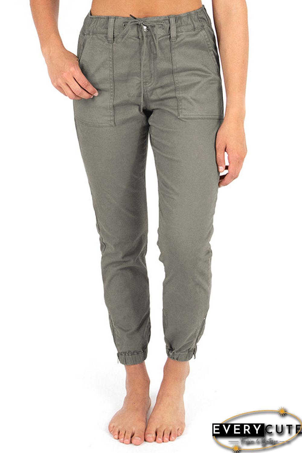 Green Slim Fit Pocketed Twill Jogger Pants