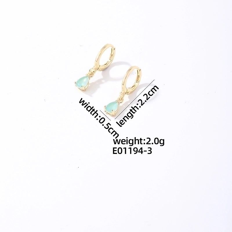 1 Pair Casual Vintage Style Minimalist Water Droplets Plating Inlay Stainless Steel Zircon White Gold Plated Gold Plated Drop Earrings