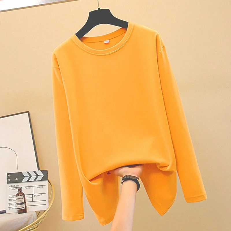 NEEDBO T shirt Women 100% Cotton Long Sleeve 4XL Oversize Sexy Casual t-shirt Women Korea Loose Full Tee Shirt Femme 2020 Tops