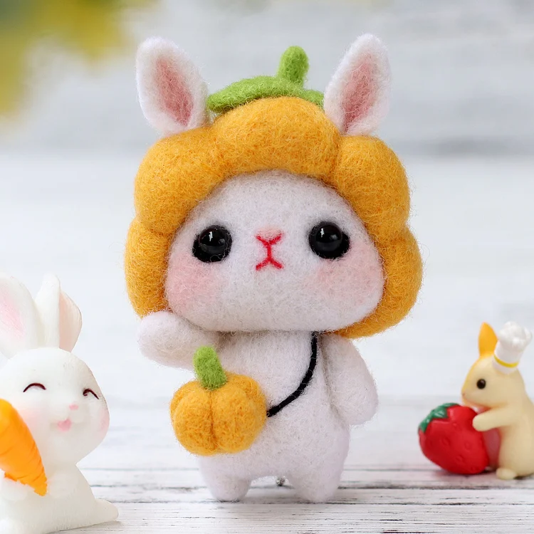 FeltingJoy - Bunny Needle Felting Kit - Pumpkin