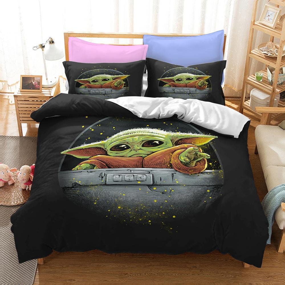Baby Yoda bedding Set Bed Quilt Cover Pillow Case Home Use