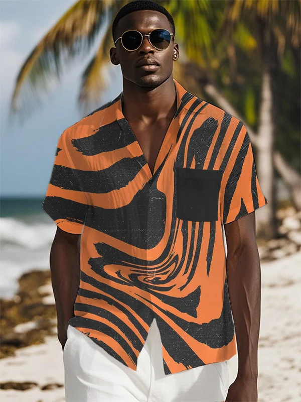 Men's Abstract Zebra Patterns Print Shirt