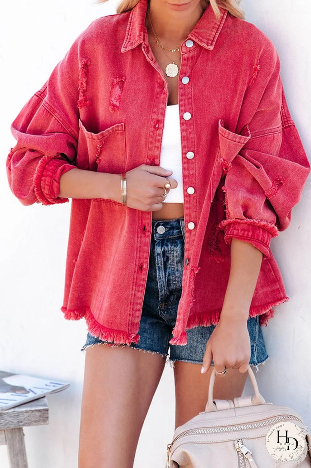 Let'S Rock It Distressed Denim Jacket