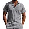 Men's British-Style Vacation Linen Short-Sleeve Polo Shirt by Inlyline