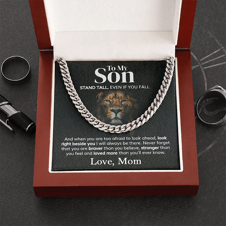 To My Son Stand Tall From Mom Cuban Link Chain