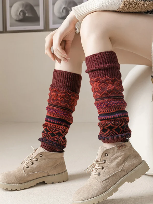 Casual Wool Keep Warm Printed Leg Warmers Accessories