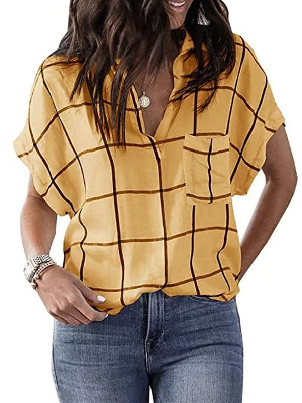 Women Half Sleeve V-neck Solid Color Dress