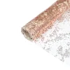 108" Metallic Blush / Rose Gold Foil Thin Mesh Polyester Table Runner - 25GSM
