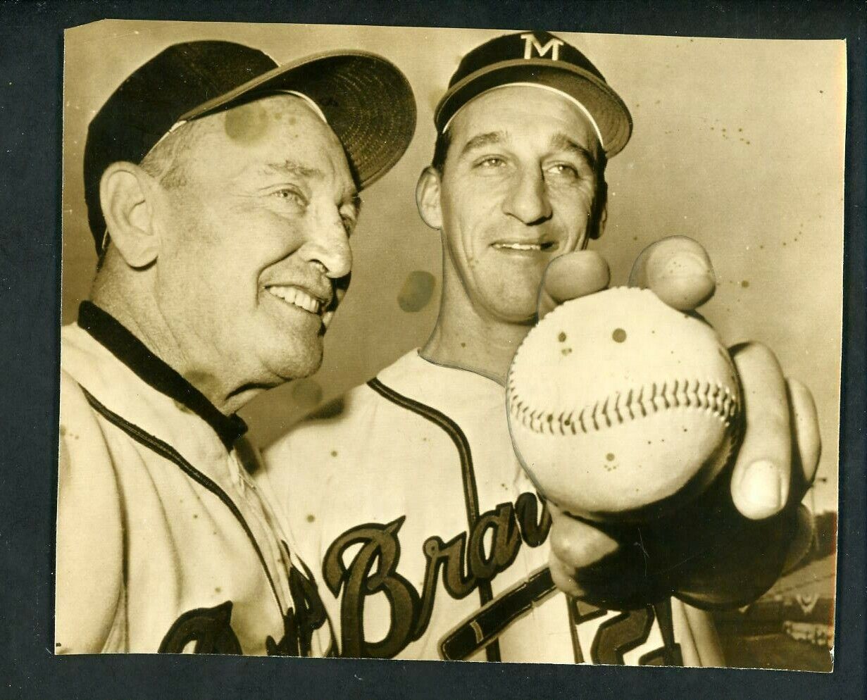 Warren Spahn & Fred Haney circa 1950's Press Photo Poster painting Milwaukee Braves