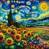 Starry Sky Sunflower - 18CT Counted Cross Stitch - 50*50cm - Flower