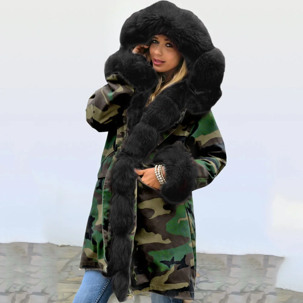 Women Fur Collar Jacket Winter Coat