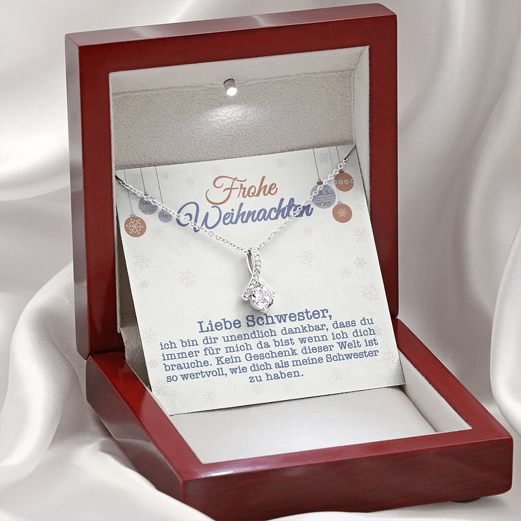 925 Sterling Silber Halskette Geschenk - An Meine Schwester-Frohe Weihnachten Geschenk mit Nachrichtenkarte 