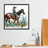 Cowboy M&auml;dchen auf dem Pferder&uuml;cken - runder Bohrer Diamantmalerei - 40*40cm
