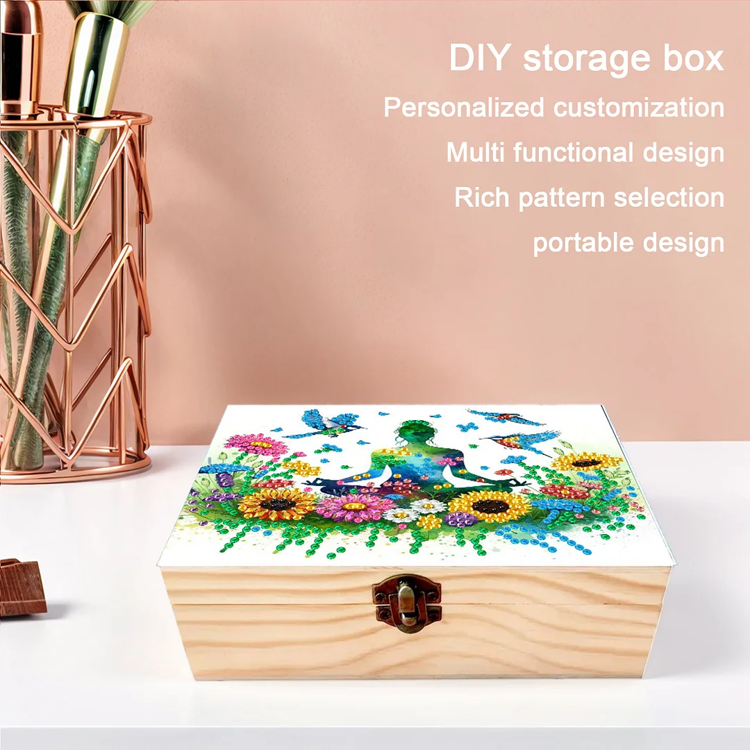 Mindful Sitting DIY Wooden 5D Diamond Art Diamond Art Storage Box for Adult Gift