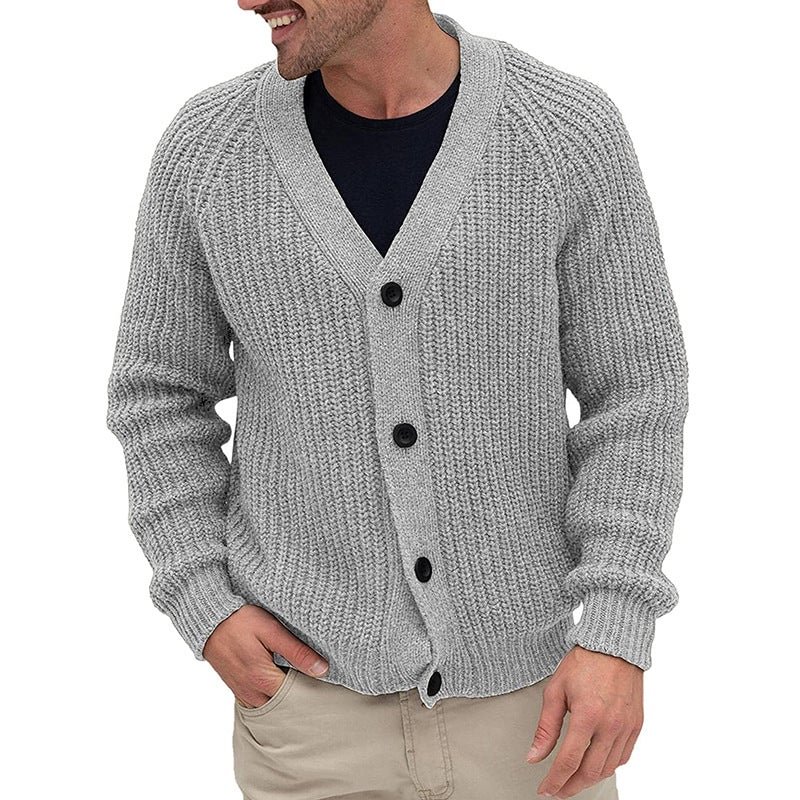 Men's Solid Color Single Breasted Knitted Top