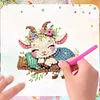 (US Local)6pcs Acrylic DIY Animals on Tree Diamond Art Fridge Magnet Kit for Beginners