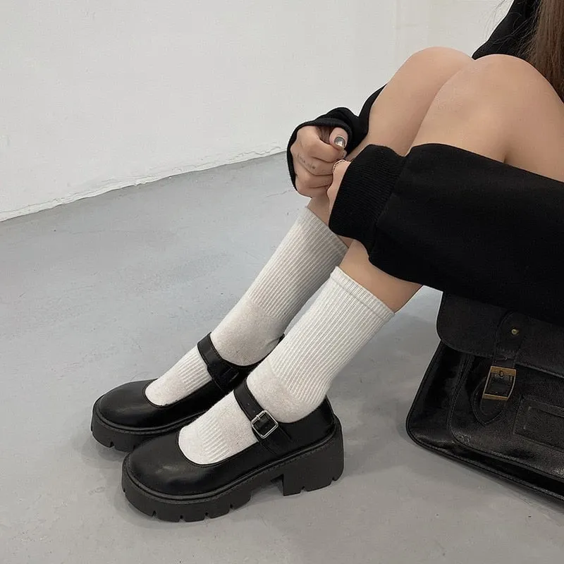 Women Platform Flat Oxford Shoes Black Lace Up Leather Casual Round Toe Spring Autumn Shoes Heighten Waterproof Shoes Plus Siz