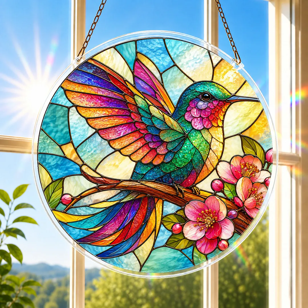 Hummingbird Garden Stained Glass Suncatcher Puzzle