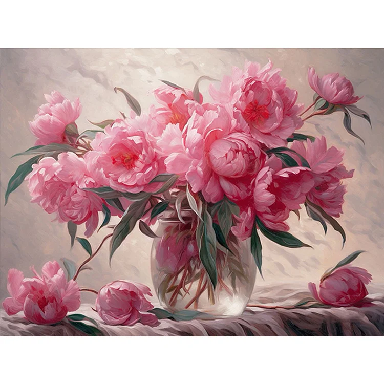 Peony 40*30CM (Canvas) Full Round Drill Diamond Painting gbfke