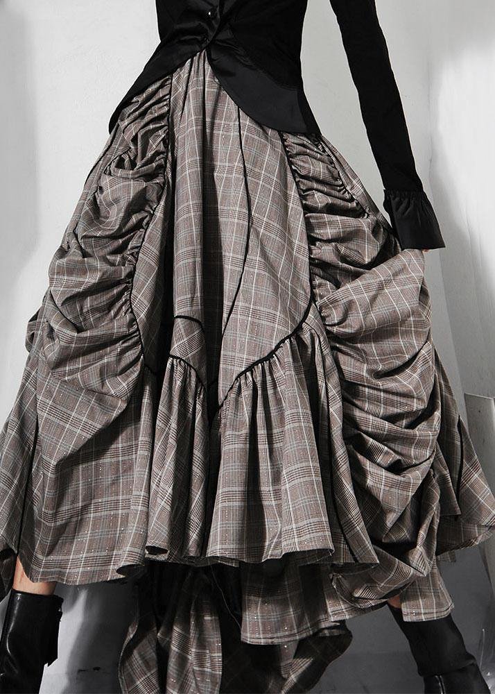 Plus Size Plaid Asymmetrical design Cinched Summer A Line Skirt