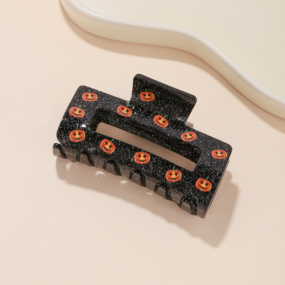Halloween Black Acrylic Pumpkin Pattern Hair Grabbing Clip 2024 - Flycurvy 