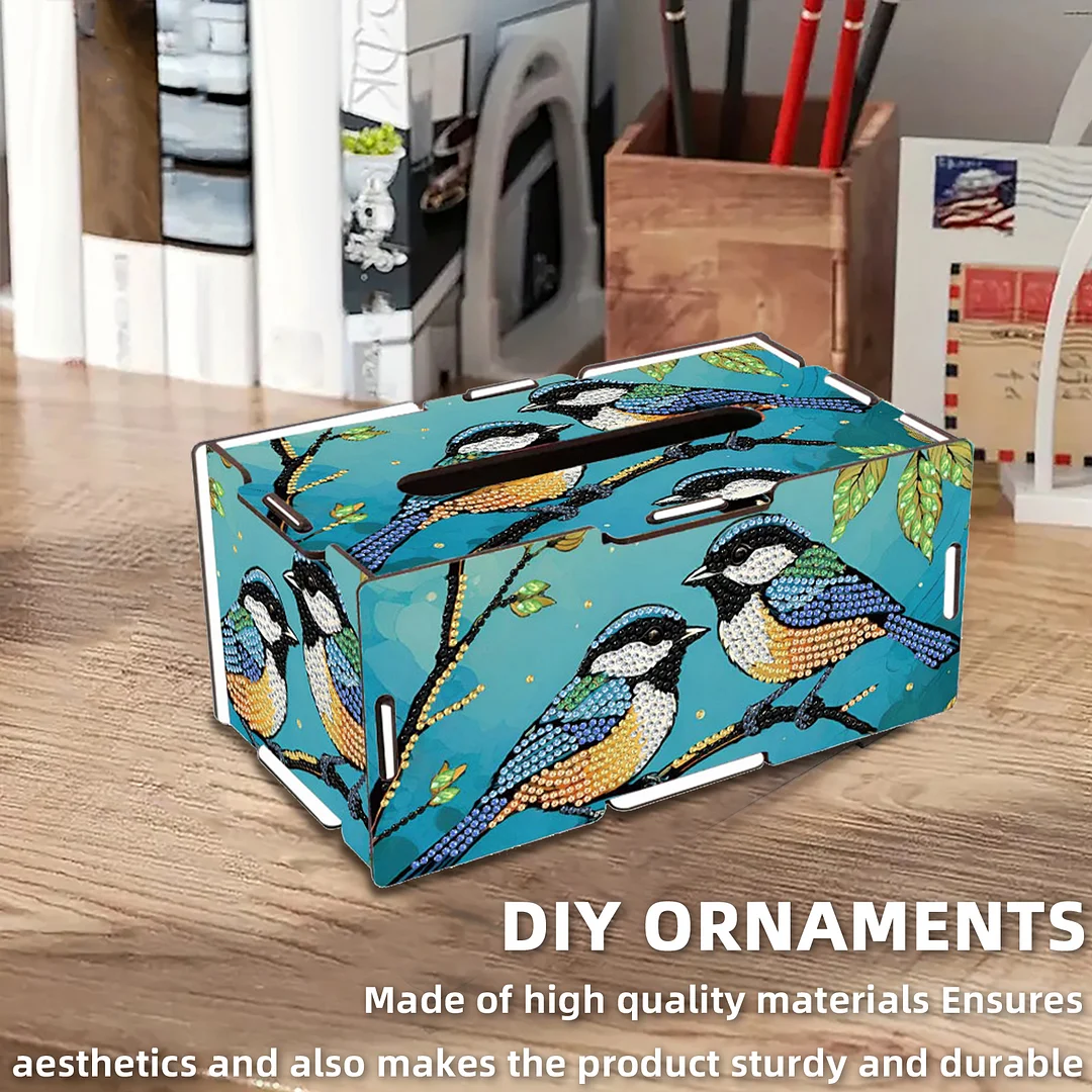 Wooden Diamond Painting Tissue Box for Home and Office Decoration(CZH002)