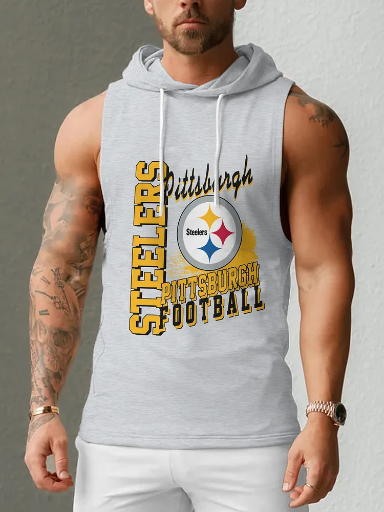 Pittsburgh Steelers Men's  Casual Comfy Sleeveless Hooded Tank Top