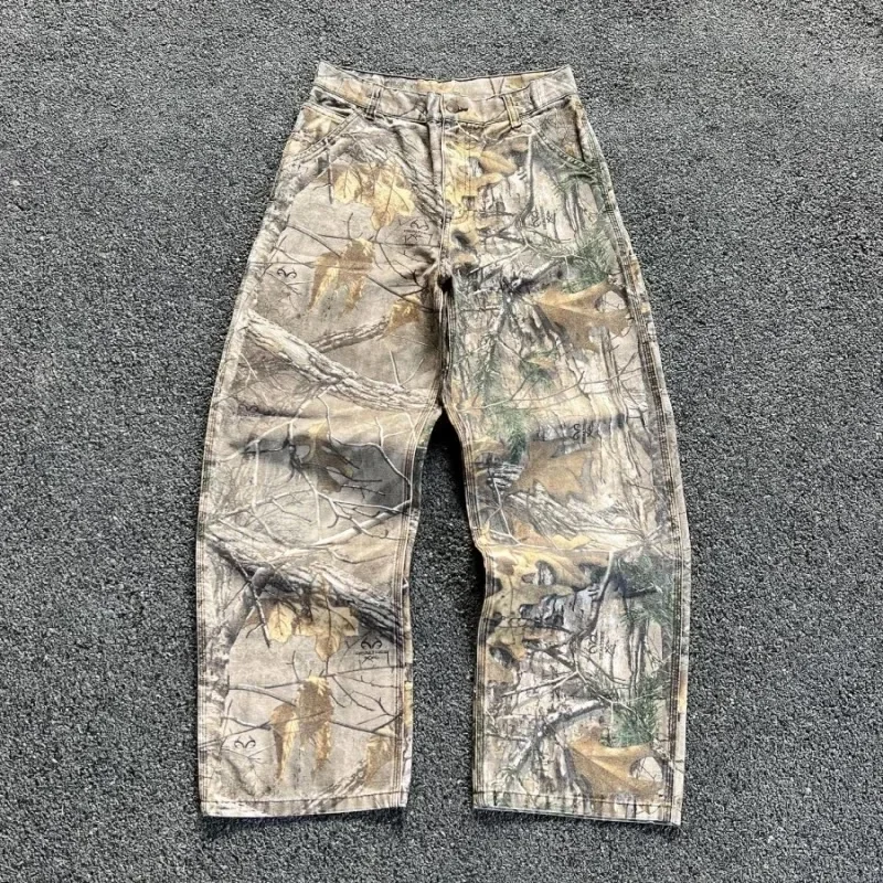 Thoval Y2k Camouflage Cargo Pants New Hip Hop Jogger Drawstring Sweatpants Oversize Cargo Trousers Womens High waisted Wide Leg Pants