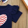 Baby Girl July 4th Independence Day Flying Sleeve Jumpsuit Suspender Short Sets