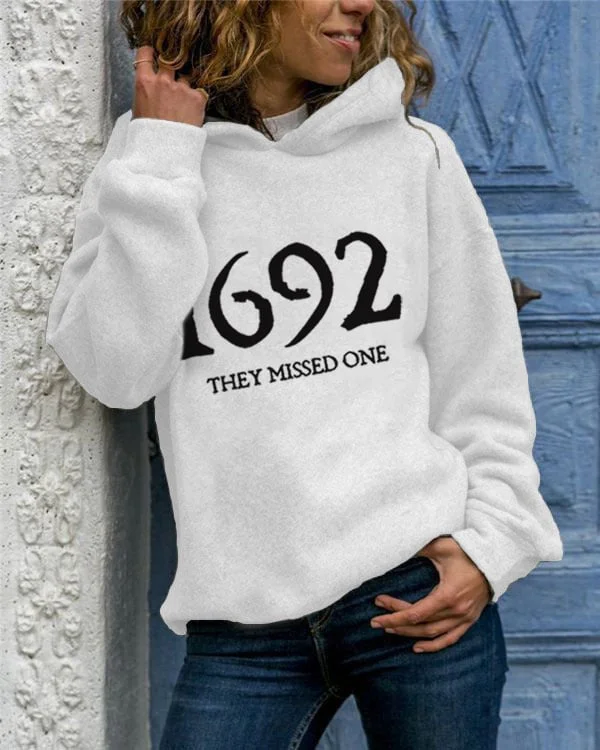 Women's 1692 They Missed One Salem Witch Print Casual Hoodie socialshop
