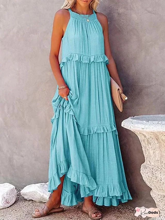 Tribal Crew Neck Sleeveless Women Dresses