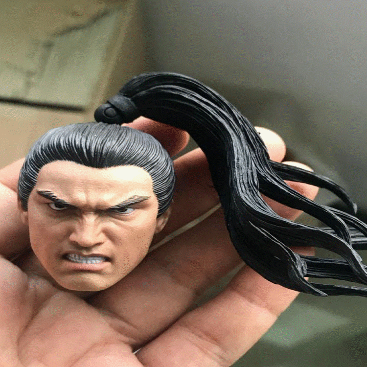 1/6 Ancient General Male Head Sculpt Zhao Yun Angry/Calm Expression Head Carved with Ribbon Model for 12'' Body-aliexpress