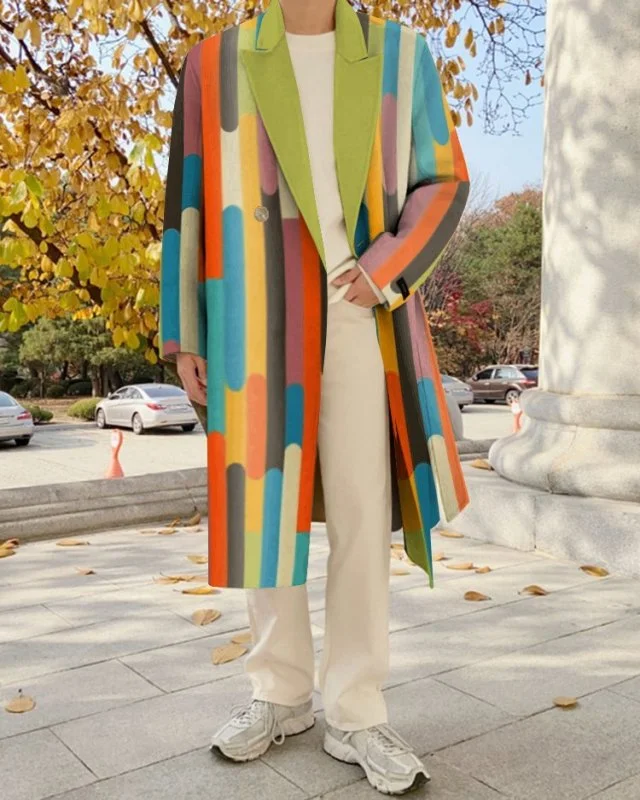 Men's Casual Printed Wool Casual Art Coat