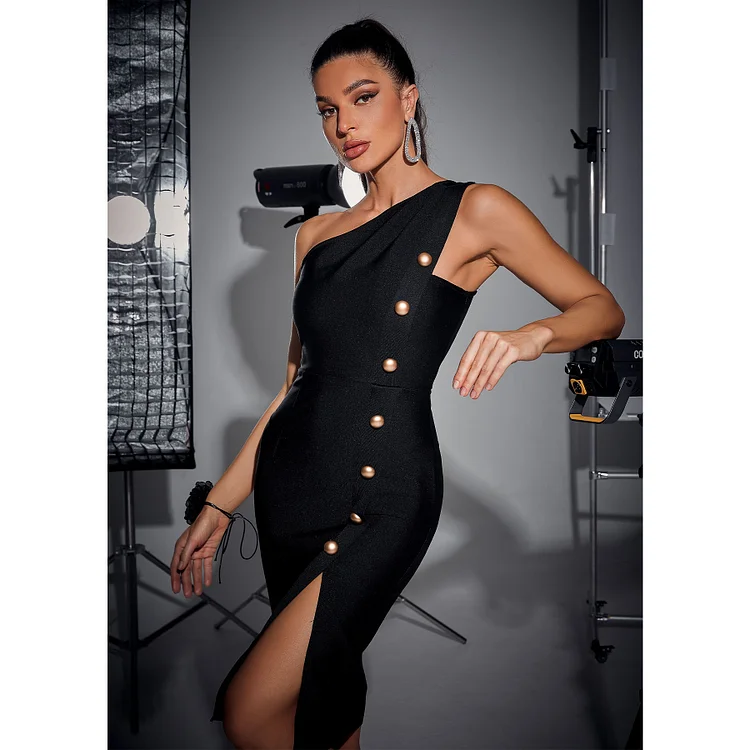Oblique Shoulder Bandage Dress