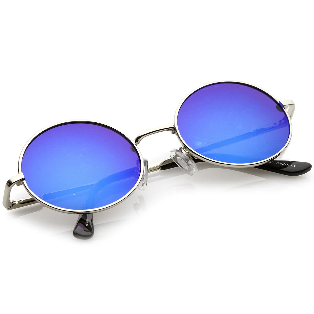 Classic Lightweight Slim Arms Colored Mirror Flat Lens Oval glasses 50mm
