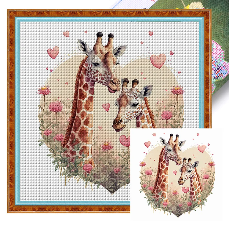 Love Giraffe 11CT Stamped Cross Stitch 50*50CM