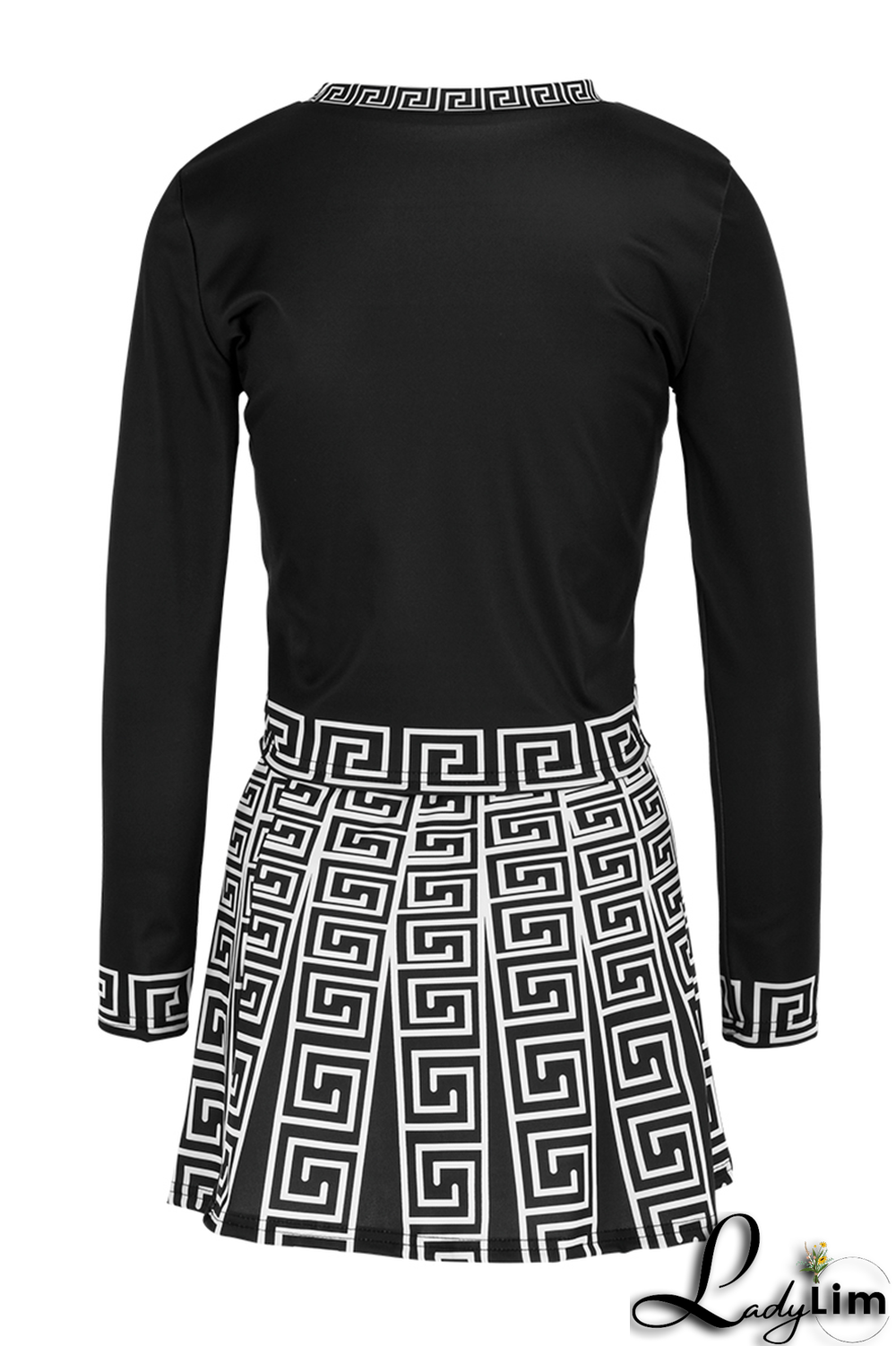 Blue Casual Print Patchwork O Neck Long Sleeve Two Pieces